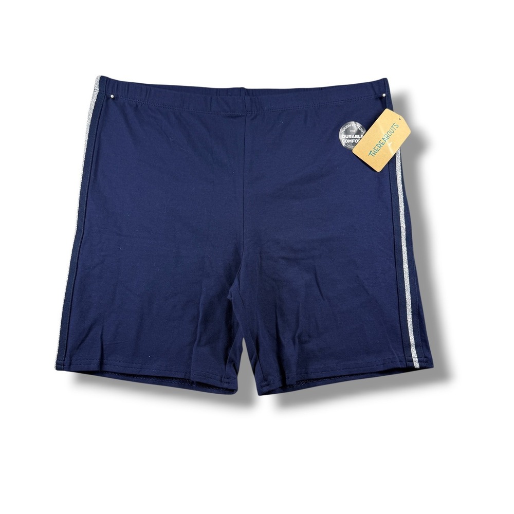 Thereabouts Navy Blue Silver Side Stripe Bike Shorts Plus Size 3XL 22.5P